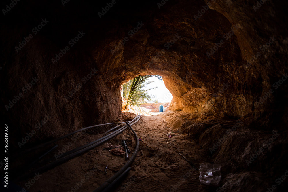 a cave with piping in the sinai desert 