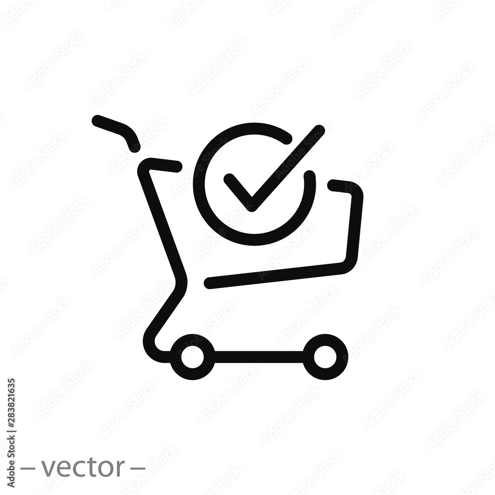 online order icon, add in cart, e-commerce, thin line symbol on white background - editable stroke vector illustration eps 10 online order icon, add in cart, e-commerce, thin line symbol on white background - editable stroke vector illustration eps 10