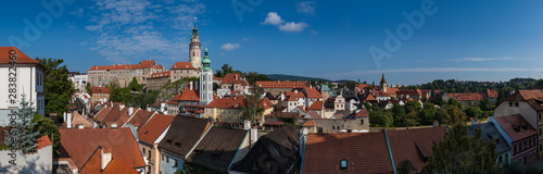 Panoroma city view from Seminární zahrada, Český Krumlov, Czech Republic.