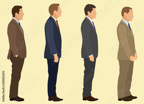 Businessmen Waiting in Line