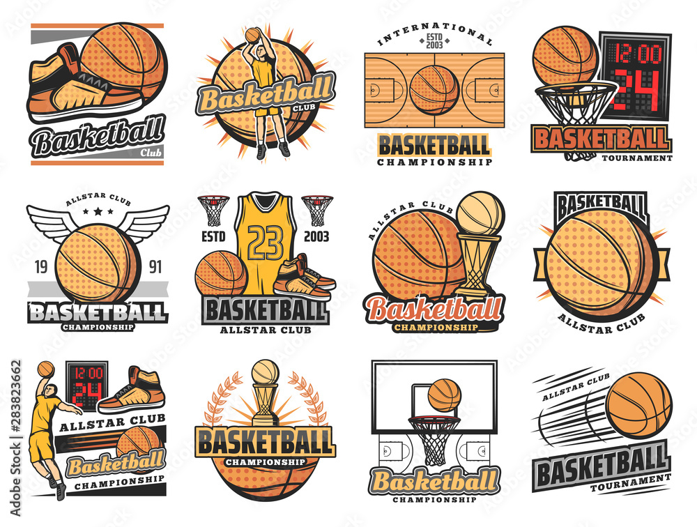 Basketball sport club, streetball team badges