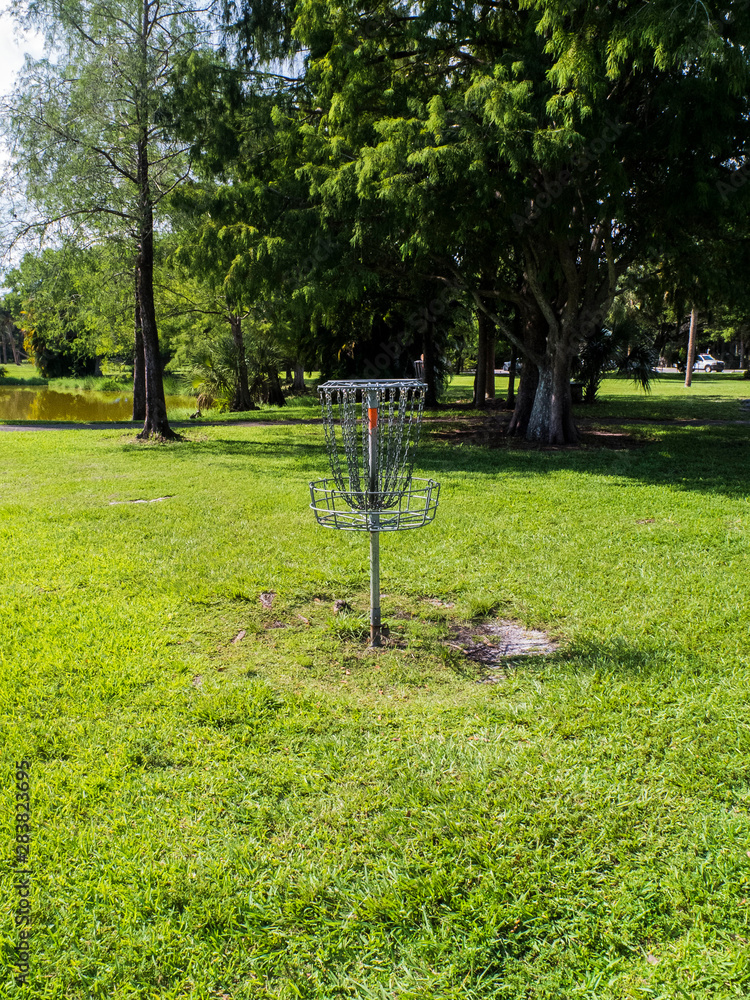 Disc Golf Metal Basket on a Park