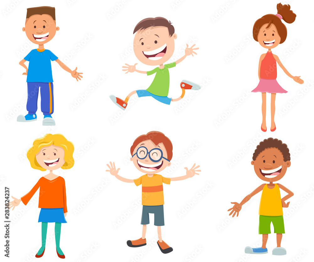 cartoon happy kids ant teen characters set cartoon happy kids ant teen characters set
