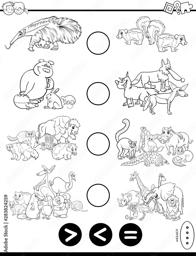 Obraz premium greater less or equal puzzle task color page