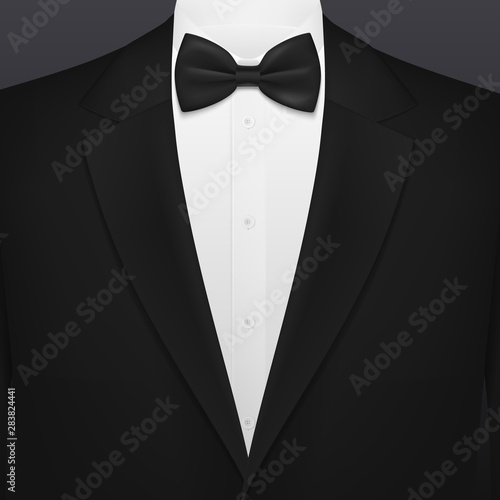 Fotografie, Obraz Black smoking suit, gentleman tuxedo with necktie
