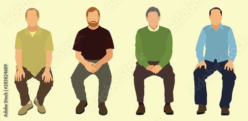 Middle-aged Men Sitting Down