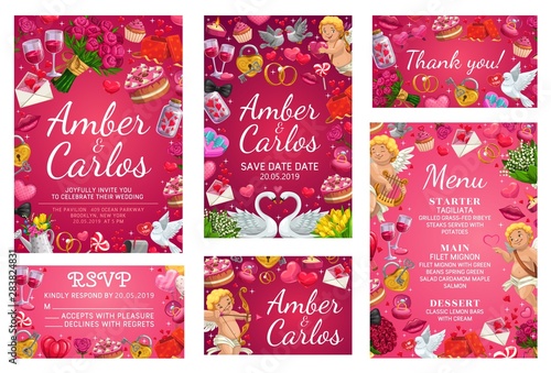 Wedding day party invitation, groom and bride name