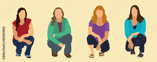 Women Squatting Down