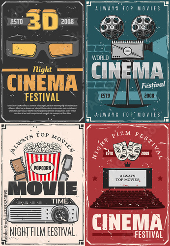 3D cinema theater, movie night premiere festival