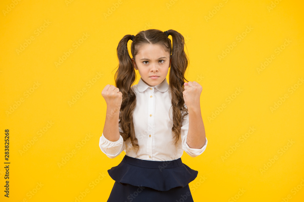Angry kid. Adorable schoolgirl. Schoolgirl pupil long hair cute ponytails hairstyle. Efficiency studying. Emotional expression schoolgirl. Educational program. Homeschooling visiting regular school Angry kid. Adorable schoolgirl. Schoolgirl pupil long hair cute ponytails hairstyle. Efficiency studying. Emotional expression schoolgirl. Educational program. Homeschooling visiting regular school