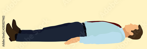 White or Caucasian Business man Lying on his Back