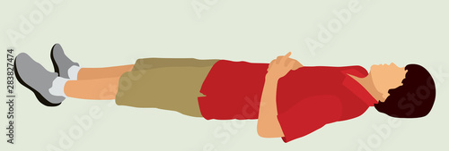 Caucasian Teen Boy Lying on Flat Surface
