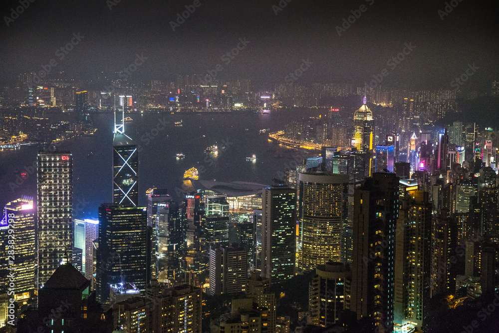 Hong Kong city, the streets and the river Hong Kong city, the streets and the river