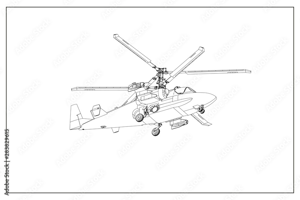 3D illustration of a military helicopter. 3D illustration of a military helicopter.