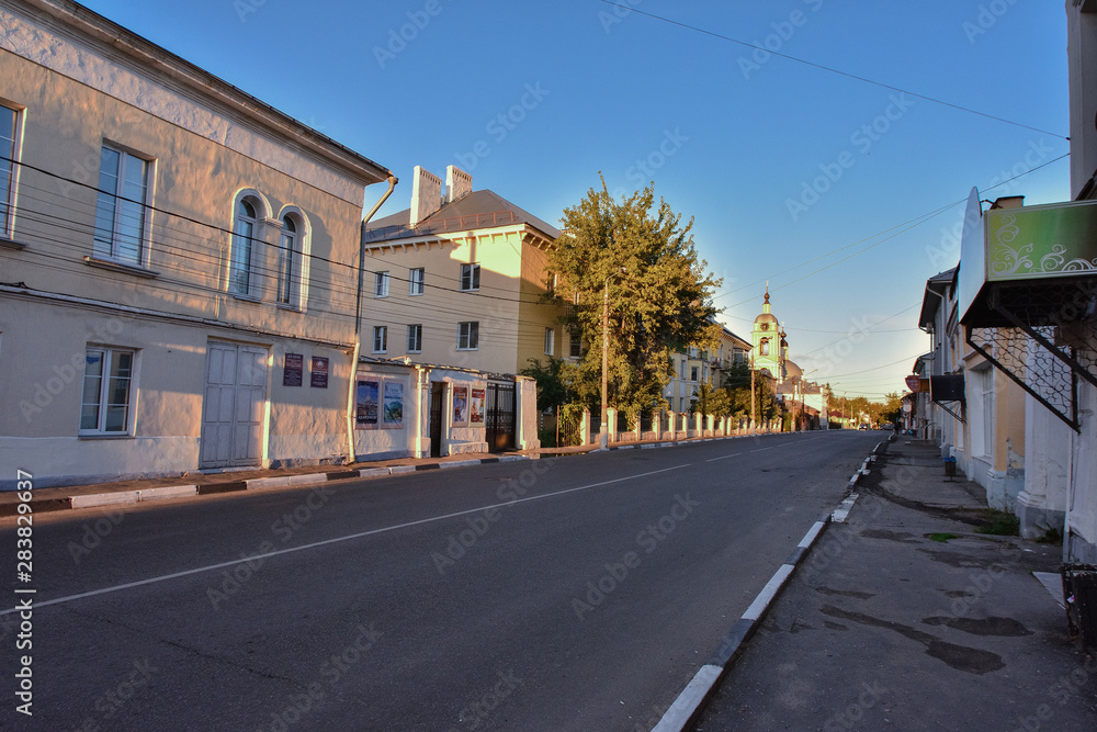 Lane in the city of Kolomna, street at sunset