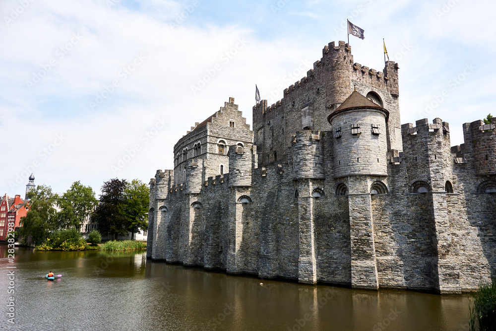 castle and lake in Ghent