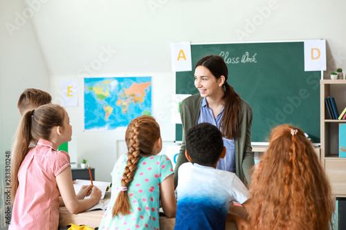 Teacher conducting lesson i...