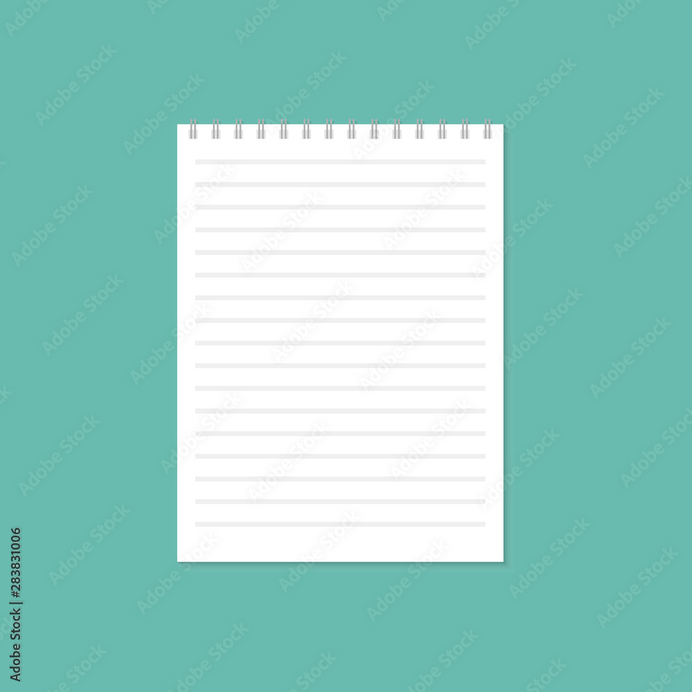 Blank spiral notebook on white background with soft shadows. Vector illustration. EPS10. Blank spiral notebook on white background with soft shadows. Vector illustration. EPS10.