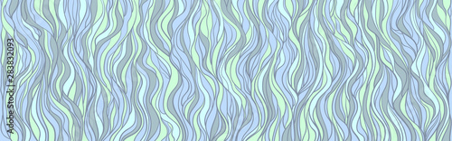 Seamless multicolored wallpaper on horizontal surface. Colorful wavy background. Hand drawn waves. Stripe texture with many lines. Waved pattern. Colored illustration for design