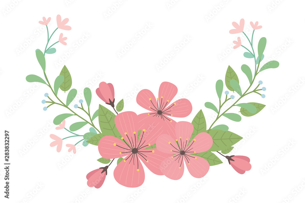 Isolated flowers wreath vector design Isolated flowers wreath vector design