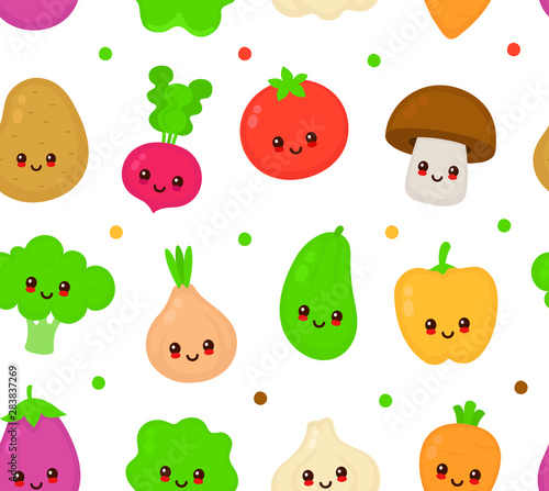 Cute happy smiling vegetable collection 
