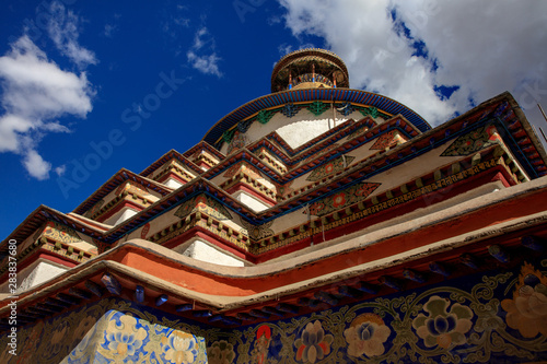 Giant Kumbum Stupa, Gyantse Fortress, Gyantse Dzong - the Solemn Persistence of Ancient Tibet. Gyantse County, Shigatse Prefecture, Tibet Autonymous Region of China. Ancient architecture photo