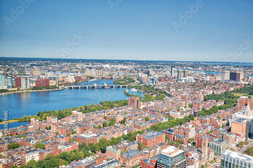 Fototapeta Naklejka Na Ścianę i Meble -  Panoramic aerial view of Boston from Prudential Tower observation deck