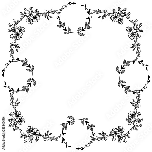 Design element for invitation card, greeting card, with leaves and flower frame. Vector