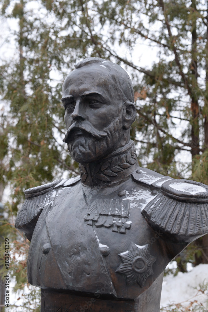  Bust of Tsar Nicholas II on the Avenue of rulers of Russia in Moscow