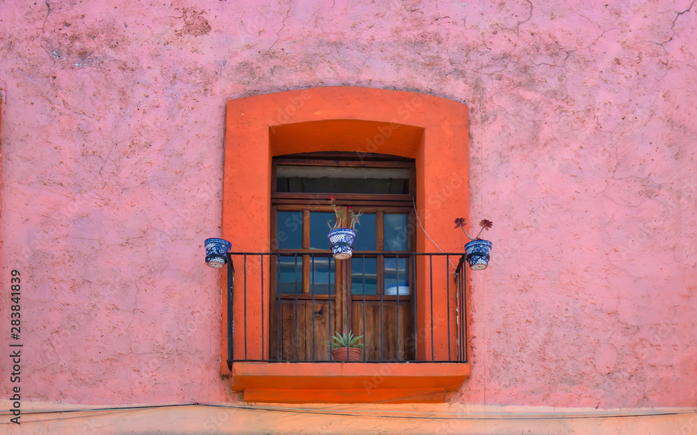 Colorful colonial Puebla streets in Zocalo historic city center