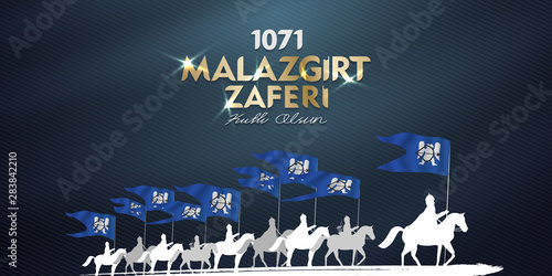 26 Agustos 1071, 1071 Malazgirt zaferi kutlu olsun, translation: (1071 August 26, happy malazgirt victory) Billboard, Poster, Social Media, Greeting Card template vector illustration.