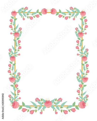 Isolated rustic flowers frame design © Stockgiu