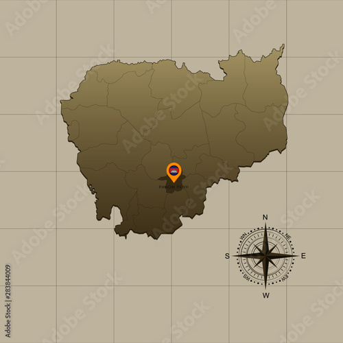 the kingdom cambodia map of southeast asia pacific ocean