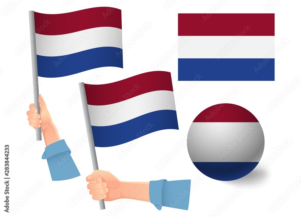 Fototapeta premium netherlands flag in hand icon