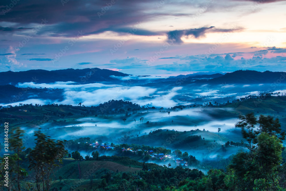 Landscape sea of mist on high mountain in  Phitsanulok province, Thailand.