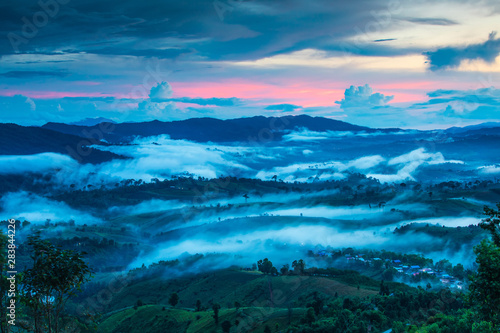 Landscape sea of mist on high mountain in  Phitsanulok province, Thailand. © Nakornthai