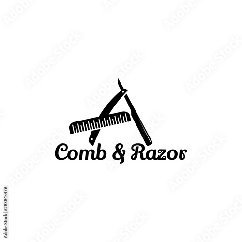 comb and razor logo concept vector