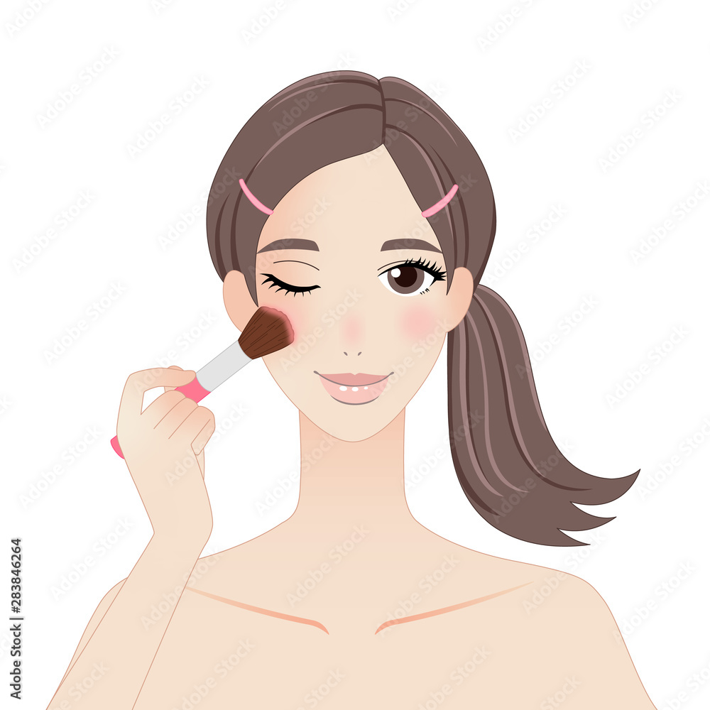 チークを塗ってメイクアップする女性 Stock イラスト Adobe Stock チークを塗ってメイクアップする女性 Stock イラスト Adobe Stock