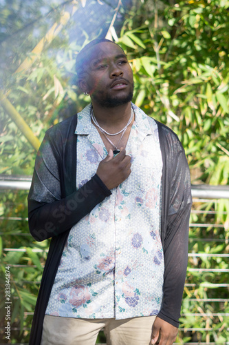 fashionable black male rainbow highlight