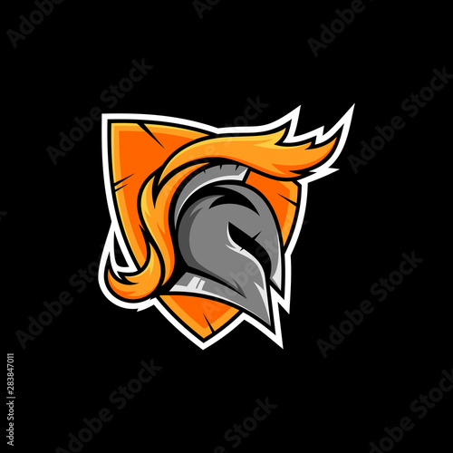 Fototapeta Naklejka Na Ścianę i Meble -  shield spartan esport emblem logo.modern sport team/gaming design.badge guard.warrior vector illustration