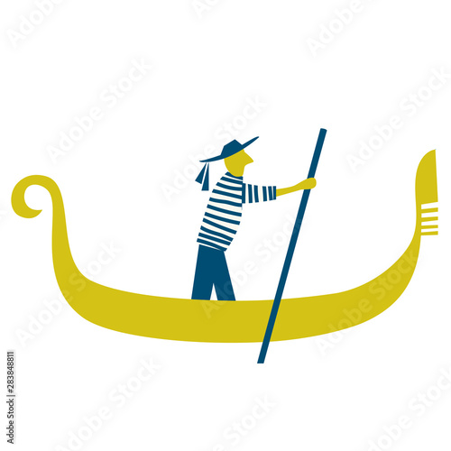 Gondolier flat color illustration on white