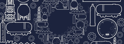 Energy and Power icons set. Design concept of natural gas industry. Circle with industrial line icons.