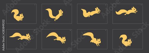 Animal run cycle. Cartoon squirrel sprites ready for animation