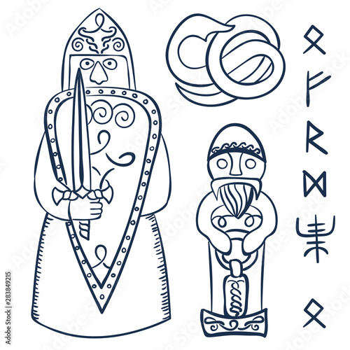 Ancient iceland flat color illustration on white