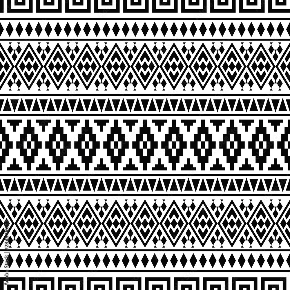 Aztec Traditional Pattern Design in black and white color. Ethnic Pattern Vector Aztec Traditional Pattern Design in black and white color. Ethnic Pattern Vector