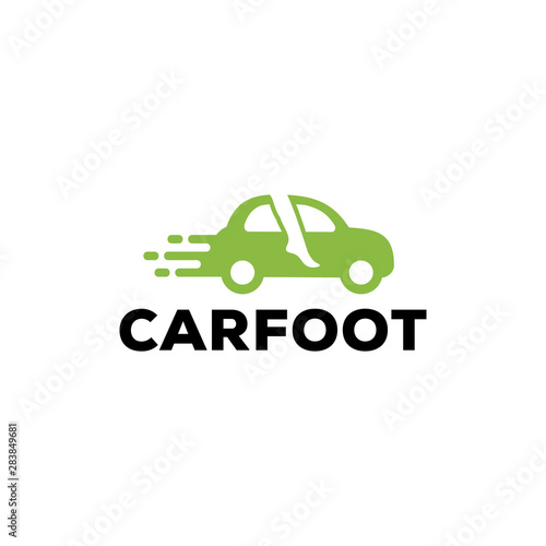 Logo illustration of the joint of the foot and the car drove fast logo design