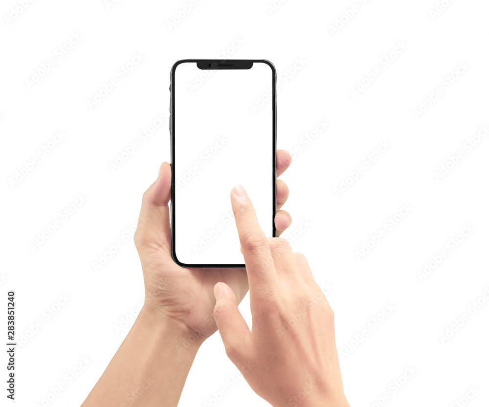 Hand holding smartphone device
