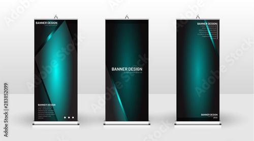 Vertical banner template design. can be used for brochures, covers, publications, etc. The concept of technology background in blue