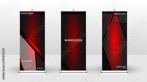 Vertical banner template design. can be used for brochures, covers, publications, etc. The concept of technology background in red