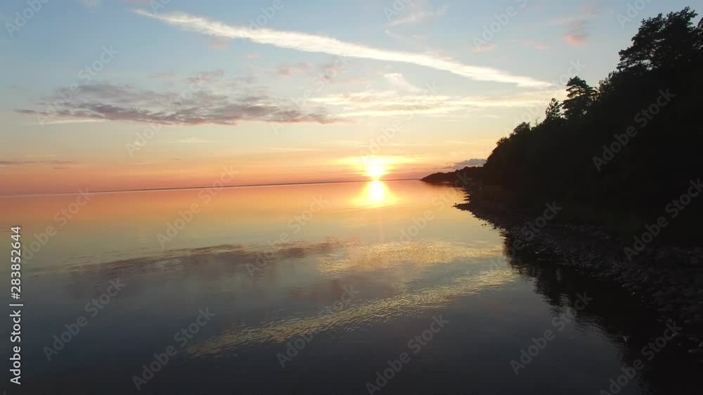 Beautiful aerial view of coastline during sunset Beautiful aerial view of coastline during sunset